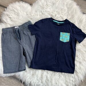 Boys Navy T-Shirt and Dress Shorts Set